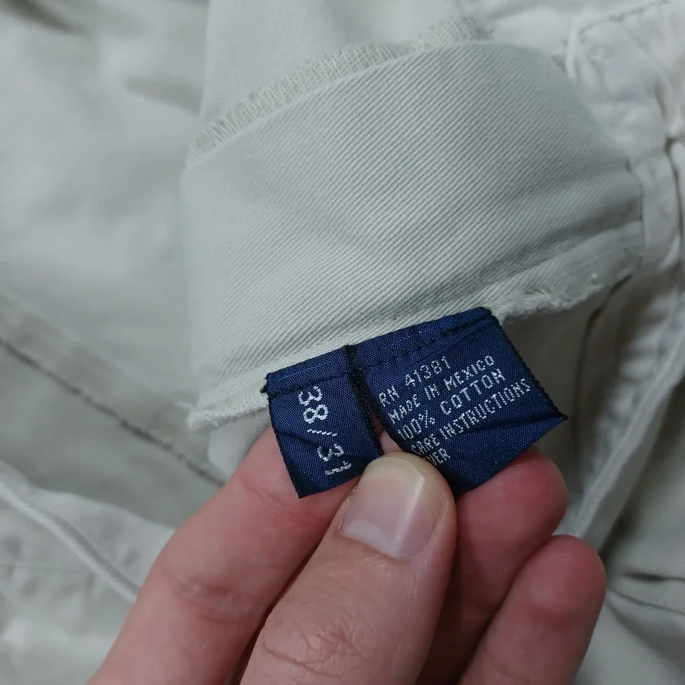 Vintage Polo Ralph Lauren Pants‎ Mens 38x30 Beige Hammond Pleated Cotton Preppy